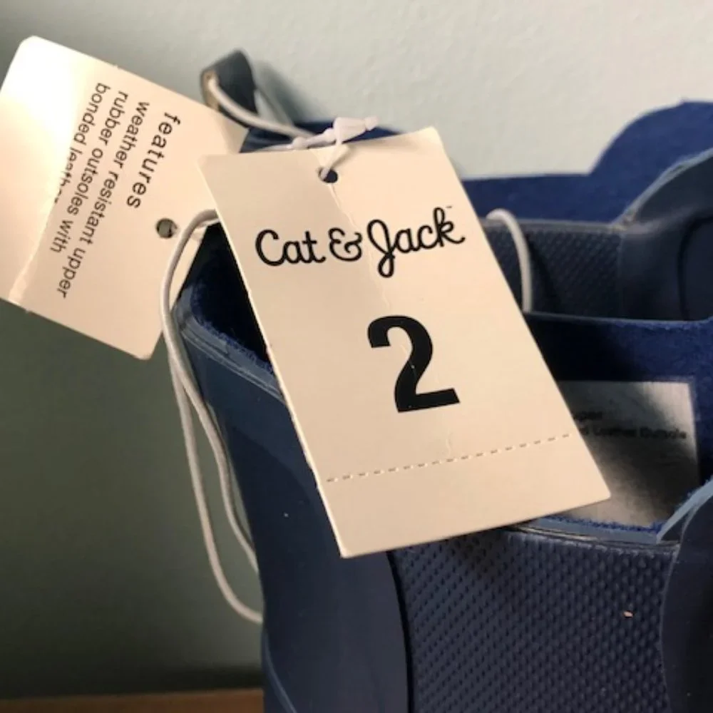 Cat & Jack Navy Rubber Boots Toddler Sz 2 NEW - Picture 5 of 7